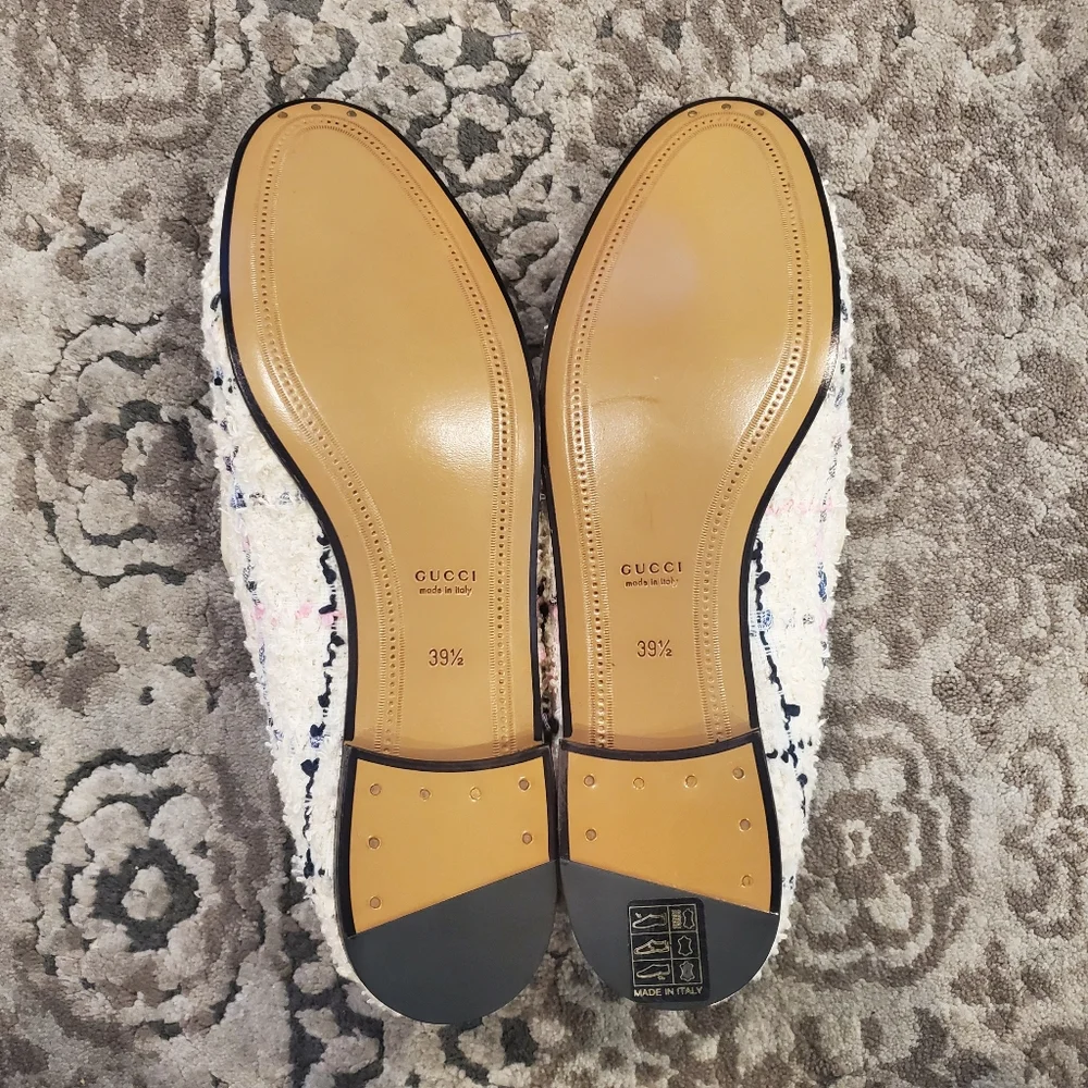 Gucci Jordaan Horsebit-Detailed Leather-Trimmed Boucle-Tweed Loafers in Ivory - Picture 9 of 9